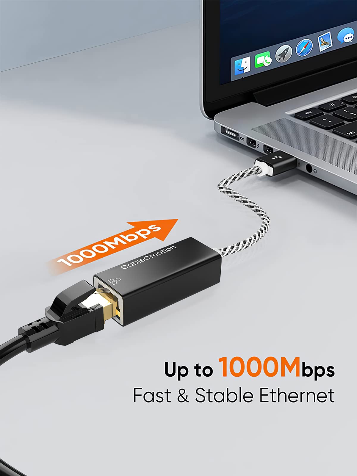 CableCreation USB to Ethernet Adapter, USB 3.0 to 10/100/1000 Gigabit Ethernet LAN Network Adapter Compatible with Nintendo Switch, MacBook, Windows