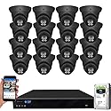 GW Security 16 Channel 12MP NVR 4K Fulltime Color Night Vision Security Camera System with 16 x 8MP IP Two-Way Audio Alarm Lights AI PoE Dome Security