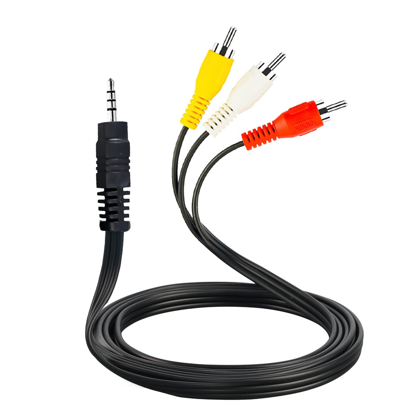 Yeebline 3.5 mm to RCA Camcorder AV Cable, 2-Pack 5ft 3.5mm Male to 3RCA Male Plug Stereo Audio Video Aux Adapter Cord for TV, Tablets, Smartphones
