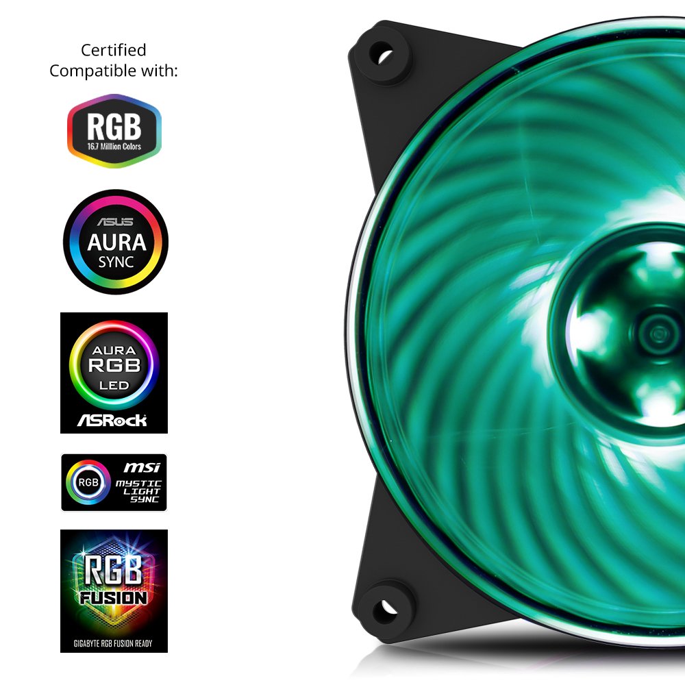 Cooler Master MasterFan Pro 140 Air Flow RGB- 140mm High Air Flow RGB Case Fan, 3 In 1 with RGB LED Controller, Computer Cases CPU Coolers