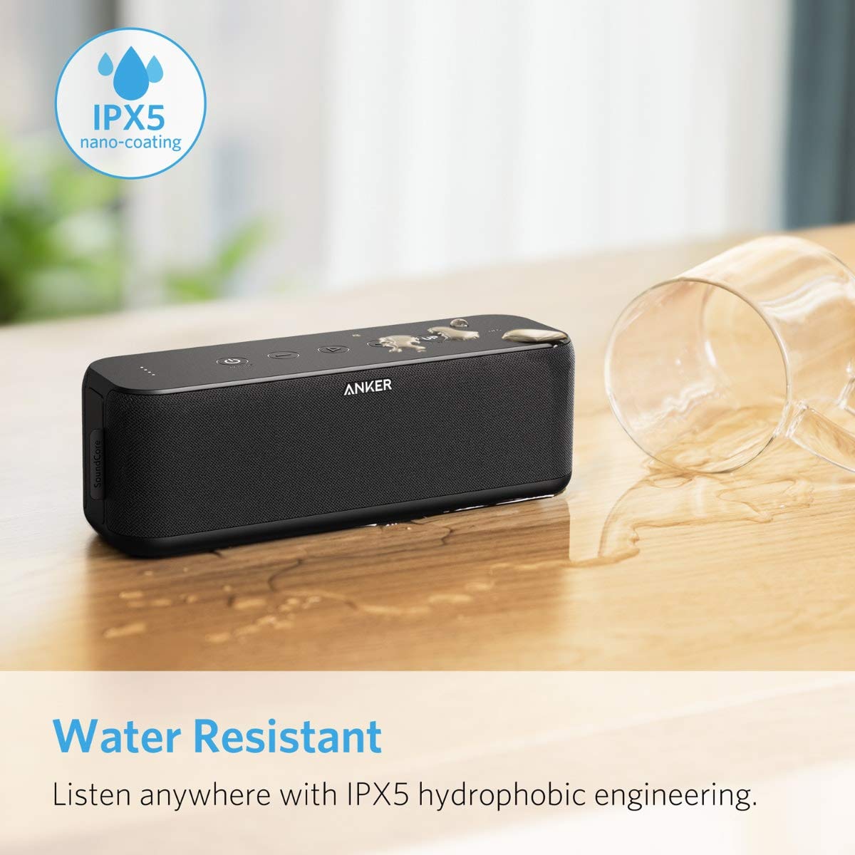 Anker SoundCore Boost 20W Bluetooth Speaker with BassUp Technology - 12h Playtime, IPX5 Water-Resistant, Portable Battery with 66ft Bluetooth