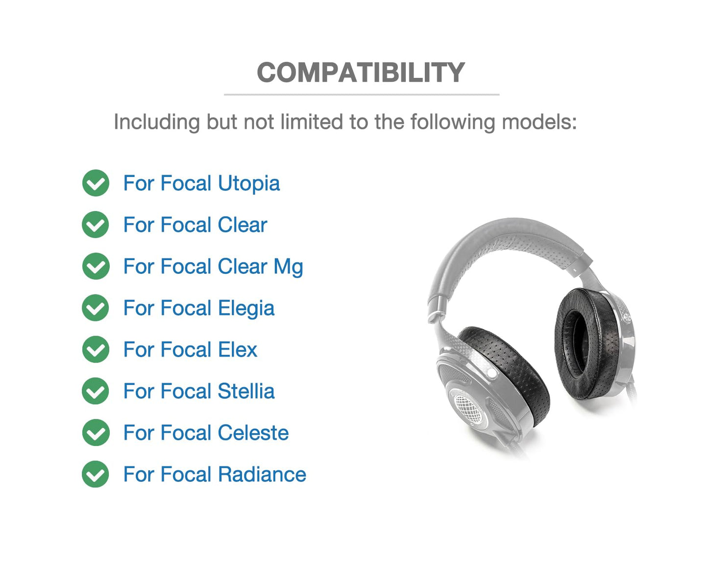 Voarmaks Memory Foam Replacement Ear Pads Compatible with Focal Utopia Clear elegia Clear mg Elex stellia celestee Radiance Headphones EarPads Foam