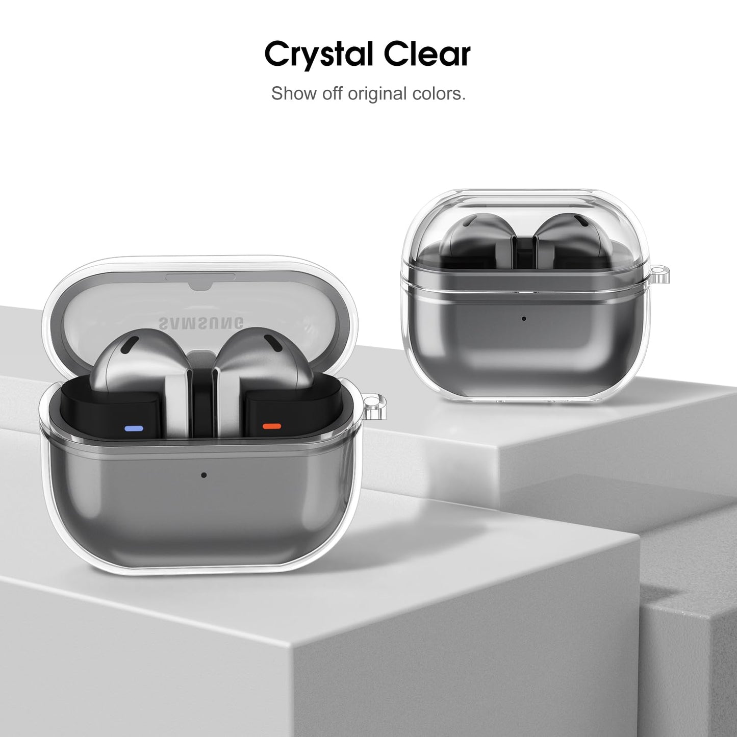 Fintie Clear Case for Samsung Galaxy Buds 3 FE (2025), Galaxy Buds 3 Pro / Buds3 (2024), Anti-Lost Shockproof Earbuds Protective Cover with Keychain