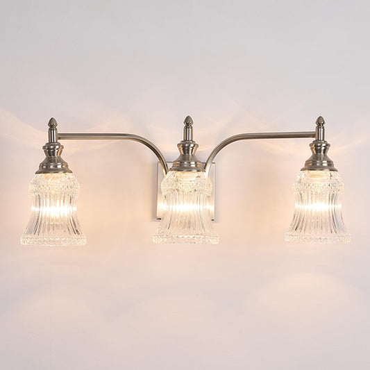 FALINNEAD Bathroom Light Fixture Brushed Nickel Vanity Lighting 3 Lights Bathroom Wall Scone for Bedroom Living Room Hallway