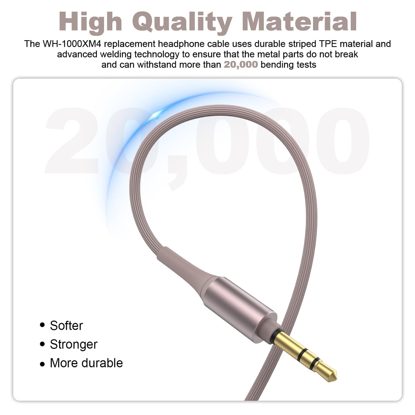 Gneinour WH-1000XM3 Cable Compatible with Sony WH-1000XM5 WH-1000XM4 WH-1000XM3 WH-1000XM2 WH-H900N WH-CH720N WH-CH700N MDR-1A MDR-1AM2 MDR-XB950N1…