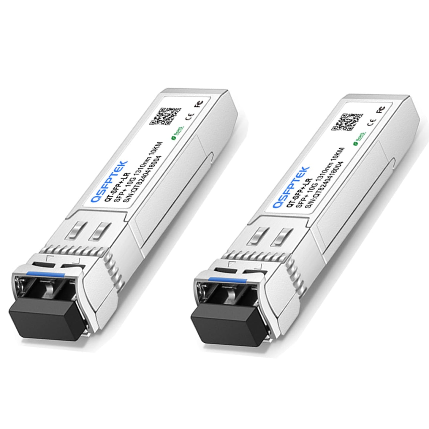 QSFPTEK 2Pack 10GBASE-LR SFP+ Module, 10Gbe 1310nm, 10km, DDM LC 10G SingleMode Fiber Mini-GBIC Network Transceiver for Cisco SFP-10G-LR, Ubiquiti