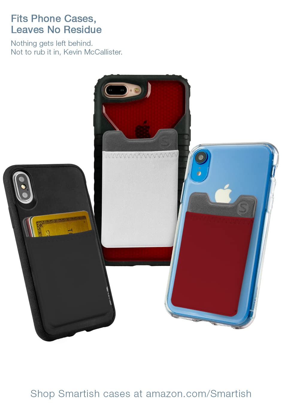 Smartish Silk Stick-on Phone Wallet - Sidecar Slim Expandable Credit Card Pocket - Fits iPhone and Android (Midnight Black)