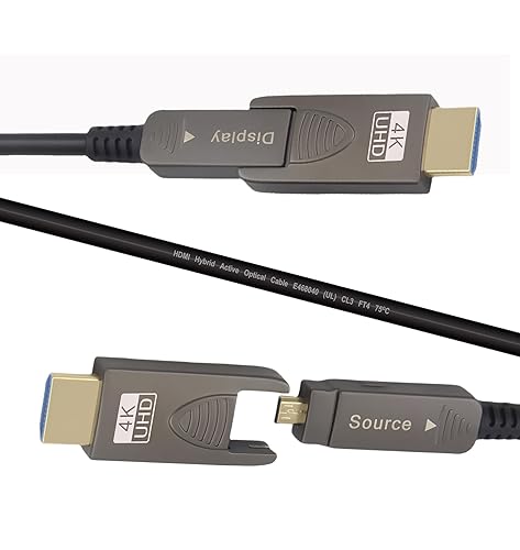 10ft 4K HDMI 2.0 Cable, Fiber Optic HDMI Cable, Micro HDMI, Detachable Type A+D,18Gbps Ultra Speed, HDR, 3D, eARC, Slim Flexible, for PS4 Xbox Roku