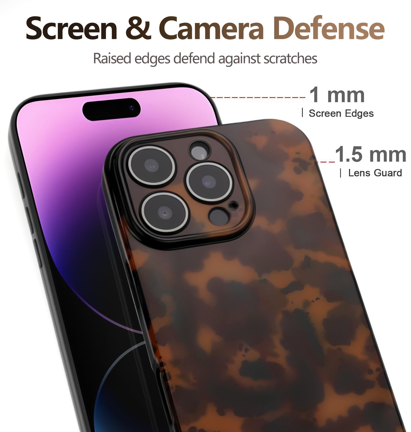MYY Cute Phone Case for iPhone 14 Pro Max Case Amber Leopard Full Camera Protective Slim Shockproof Aesthetic - Brown Leopard