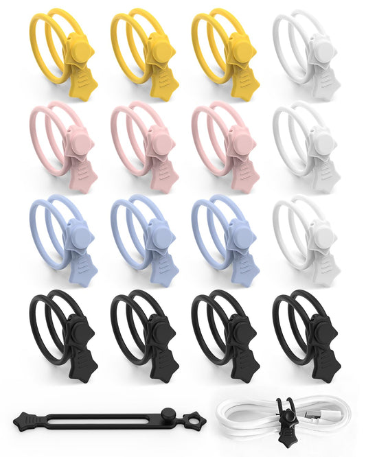 Quick Bind-Silicone Cable Ties Reusable, Cord Organizer for Charging Cables, Data Cables & Computer Wires, Multipurpose Elastic Cable Management