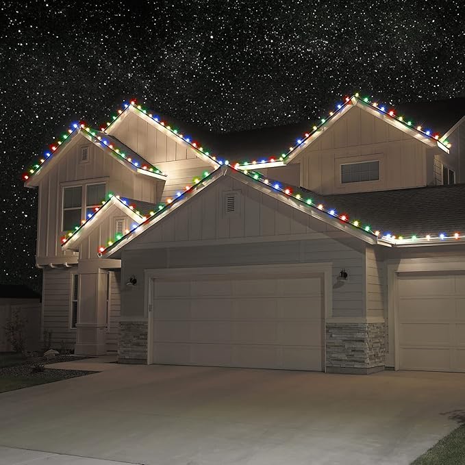Holiday Lighting Outlet Faceted C7 Christmas Lights | Green LED Light Bulbs Holiday Decoration | Warm Christmas Decor for Indoor & Outdoor Use | 2 SMD