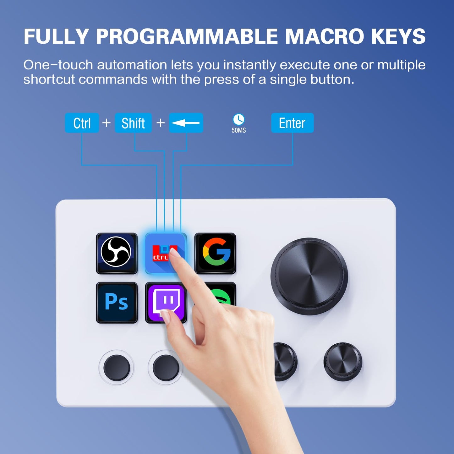 ActionRing Streaming Macro Keypad, Stream Controller Deck, Gaming Shortcut Keyboard, with 6 Customizable LCD Shortcut Keys, 3 Buttons and 3 Dials