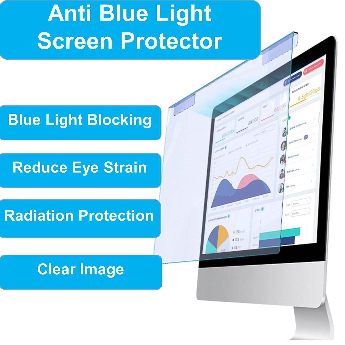 Screen Protector for 24" inch (16:9 Aspect Ratio) Desktop Compoter PC Monitor [Anti Blue Light], Eye Protection, Reduce Eye Strain, SuperGuardZ, UV