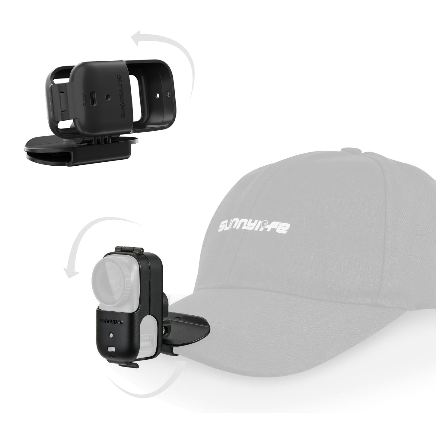 CAPART Vertical/Horizonal Hat Clip with Frame Cage for DJI OSMO Nano, 360° Rotatable 180° Tiltable Baseball Cap Camera Mounting Bracket Clamp, Widely
