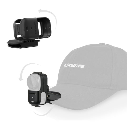 CAPART Vertical/Horizonal Hat Clip with Frame Cage for DJI OSMO Nano, 360° Rotatable 180° Tiltable Baseball Cap Camera Mounting Bracket Clamp, Widely