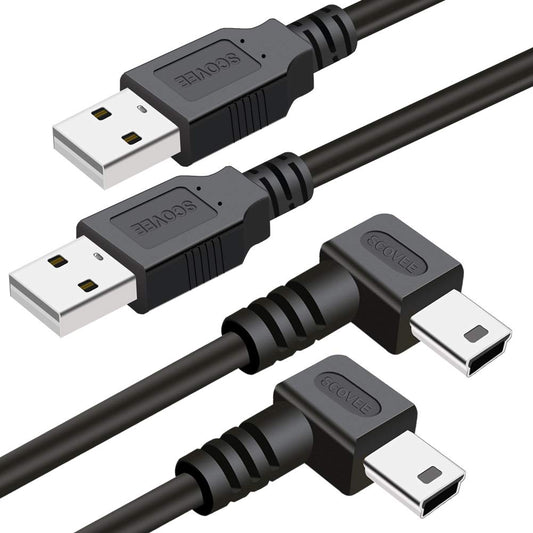 Mini USB Cable 90 Degree 2Pack 6ft for Garmin Nuvi for Canon PowerShot/Rebel/EOS/DSLR/ELPH,Dash Cam,SatNav,Camcorders,Car,Camera USB Cable Right Angle