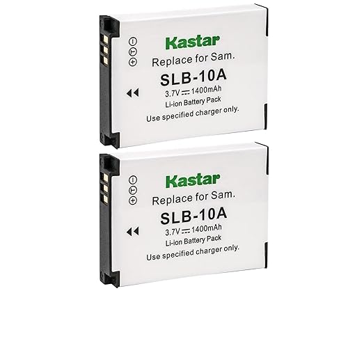 Kastar 2-Pack SLB-10A Battery Replacement for Samsung WB800F, WB850F, WB1000, WB1100F, WB2100, ES50, ES55, ES60, EX2F, HMX-U10, HMX-U20, HZ10W, HZ15W