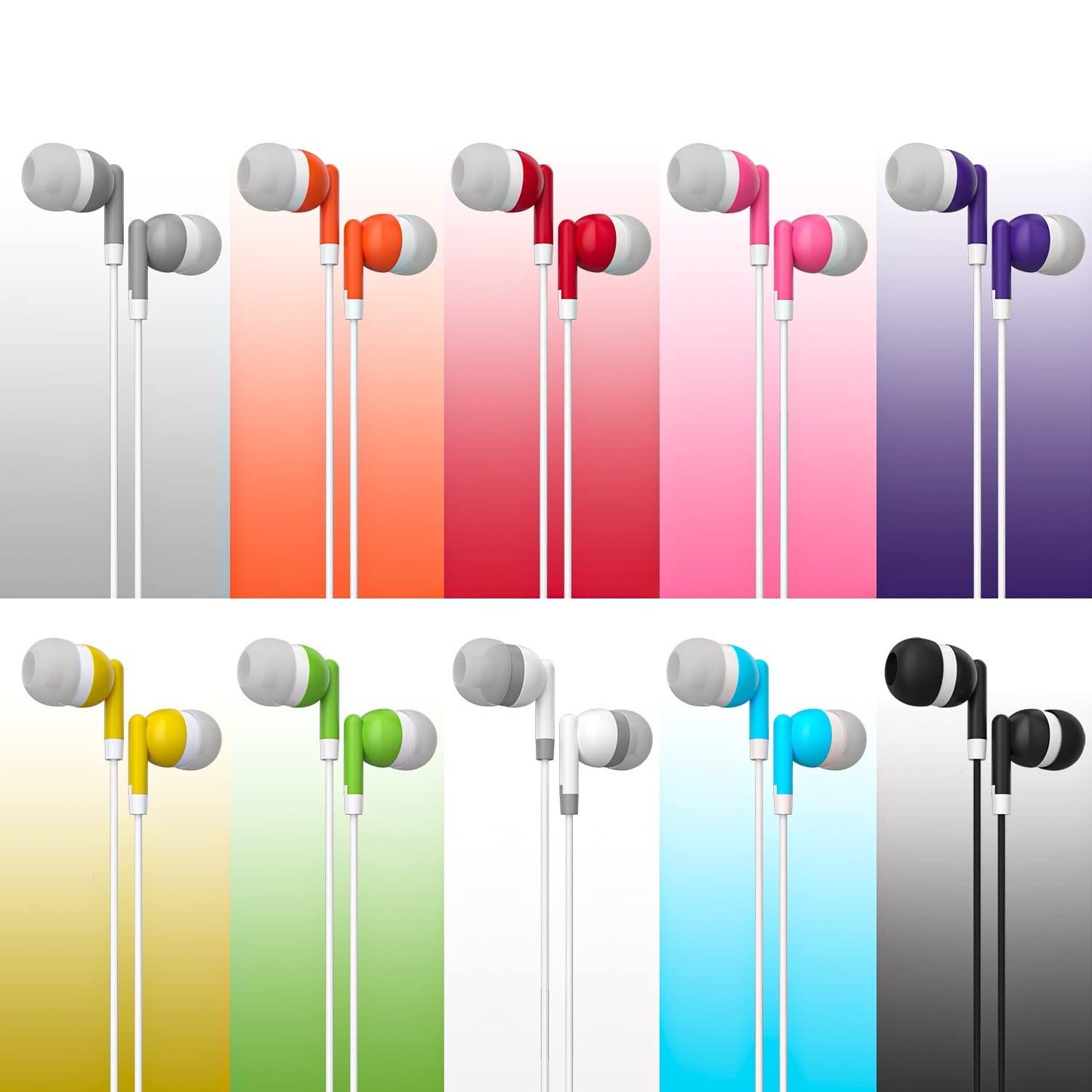 Maeline Bulk Earbuds with 3.5 mm Headphone Plug - 30 Pack Wholesale Bundle - Multi Color