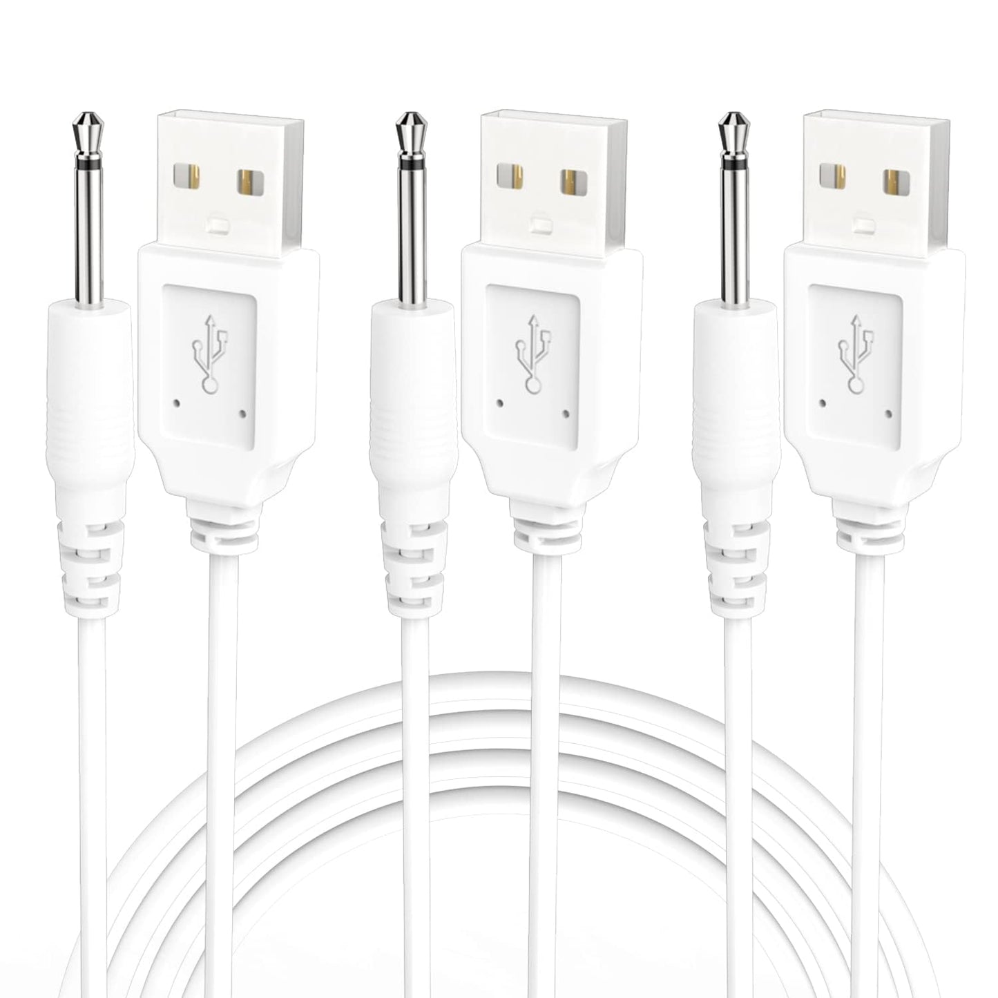 Bicmice USB DC Charging Cable 2.5mm DC Charger Cord 2.7Ft Replacement for Massager-3 Pack(White)
