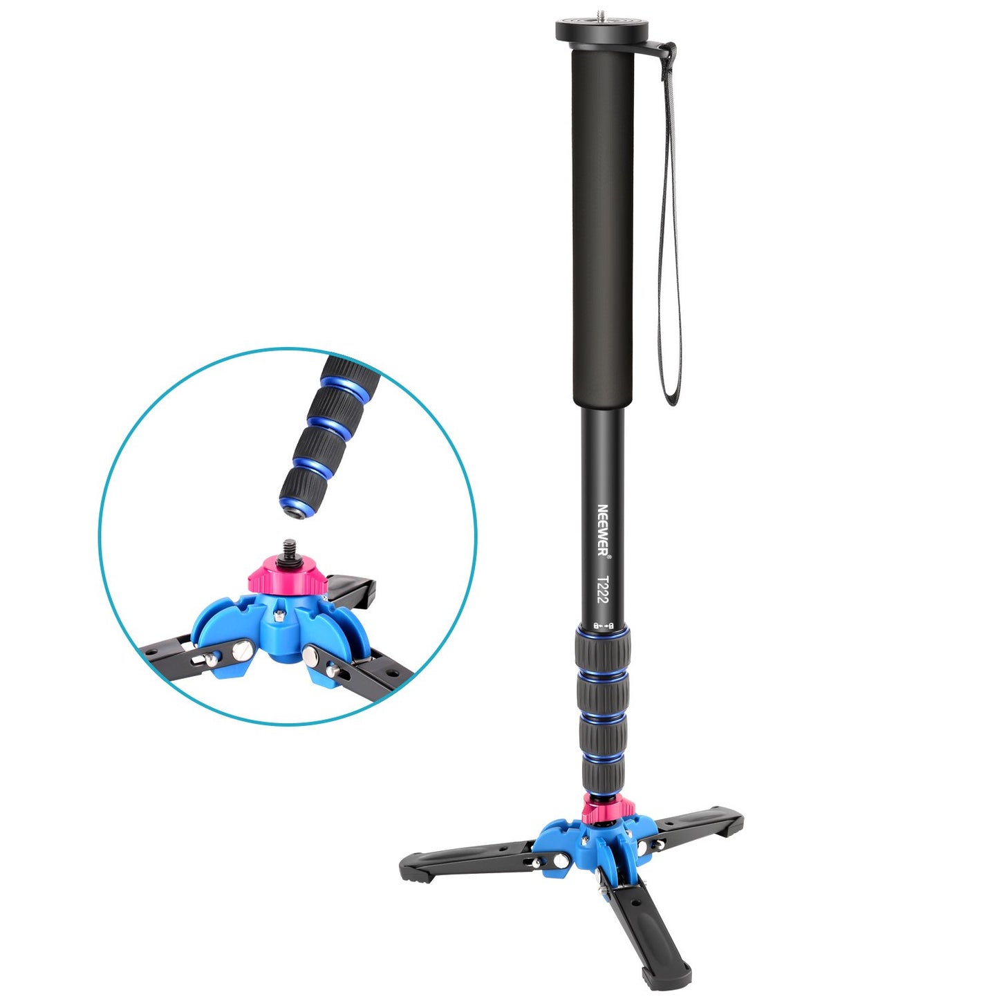 Neewer Extendable Camera Monopod with Detachable and Foldable Stand Base: Aluminium Alloy, Height 52-168 cm for Nikon Sony DSLR; Maximum Load of 5 kg