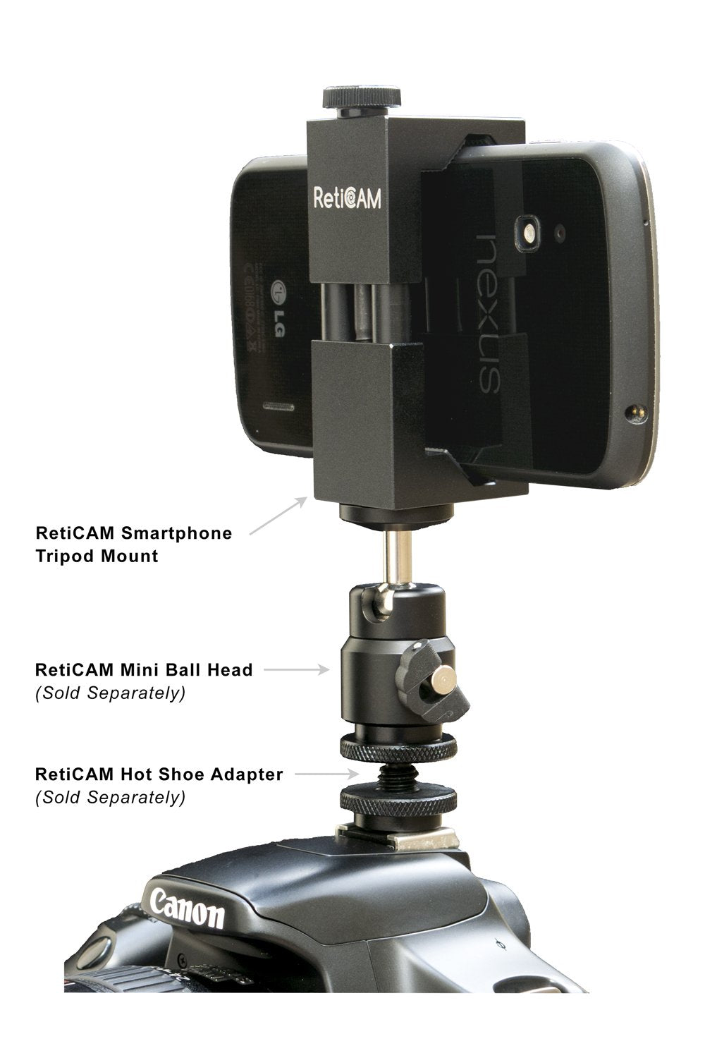 RetiCAM Smartphone Tripod Mount - Metal Universal Smart Phone Tripod Adapter Including Both Standard and XL Mounting Kits