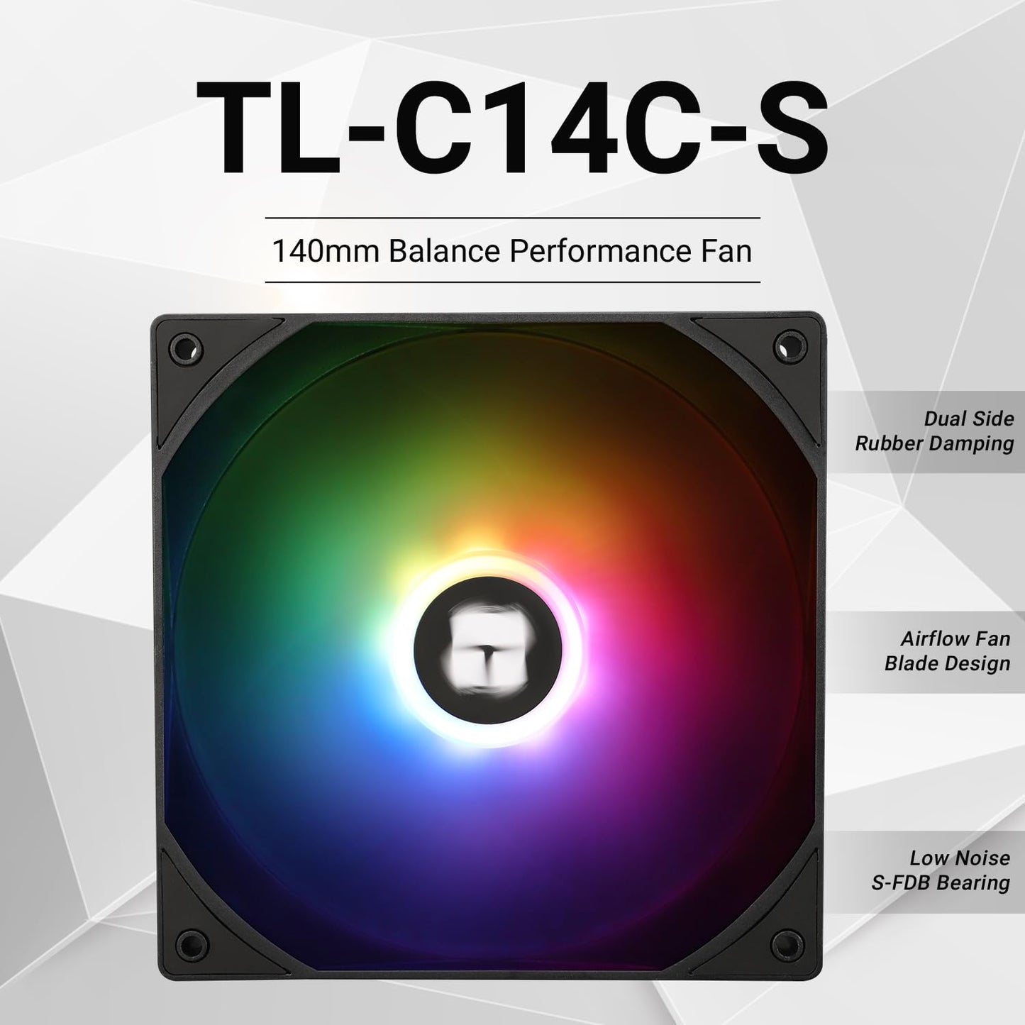 Thermalright TL-C14C-S CPU Fan 140mm ARGB Case Cooler, 4pin PWM Silent Computer Fan with S-FDB Bearing Included, up to 1500RPM PC Cooling