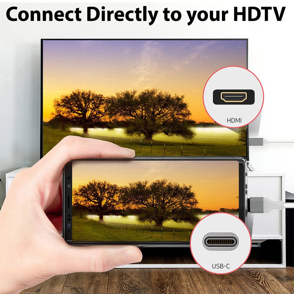 USB Type-C HDMI 4k HDMI Cable Compatible with Samsung SM-X200 for Home Office Extended Display Full 2160p@30Hz, 6Ft/1.8M Cable Thunderbolt 3/4