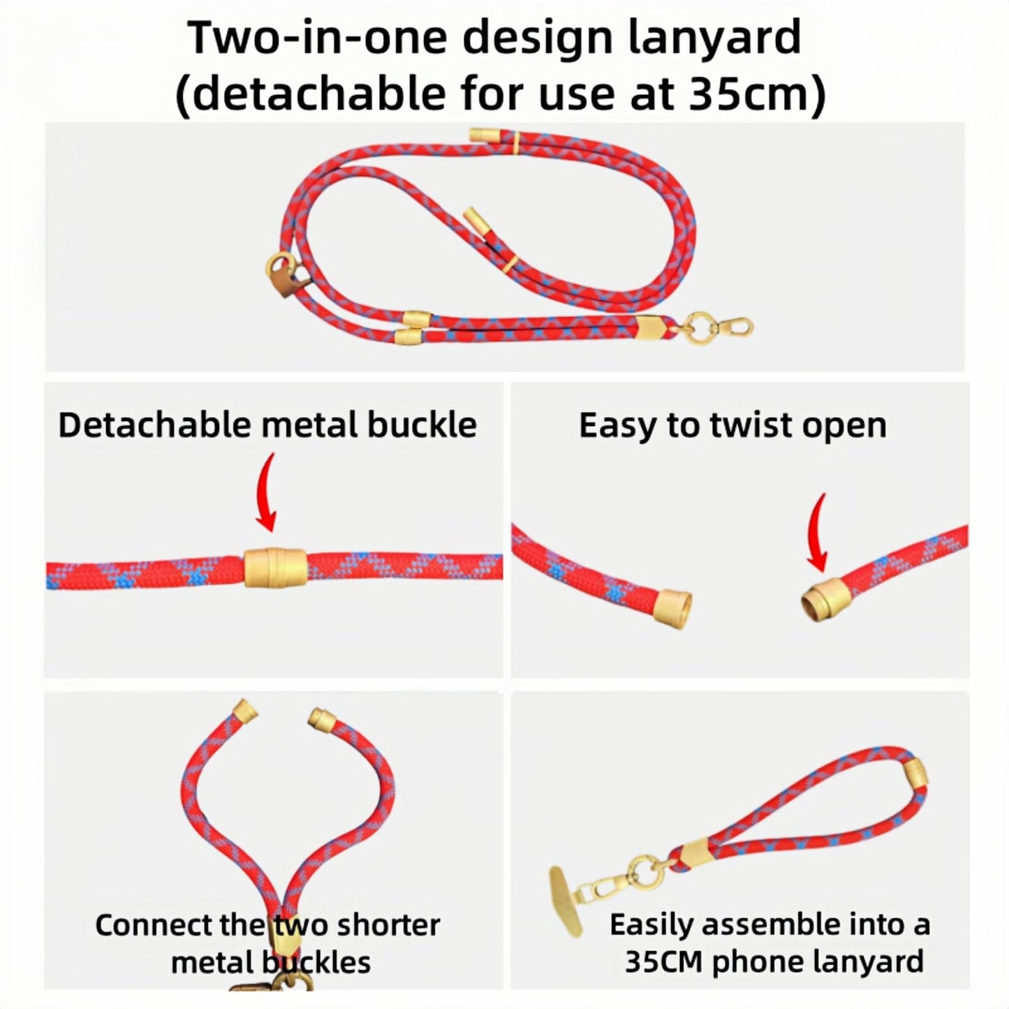 Yuxitonda Cell Phone Lanyard,Adjustable Shoulder Crossbody Lanyard,Detachable Length Wrist Lanyard (Reddish blue)