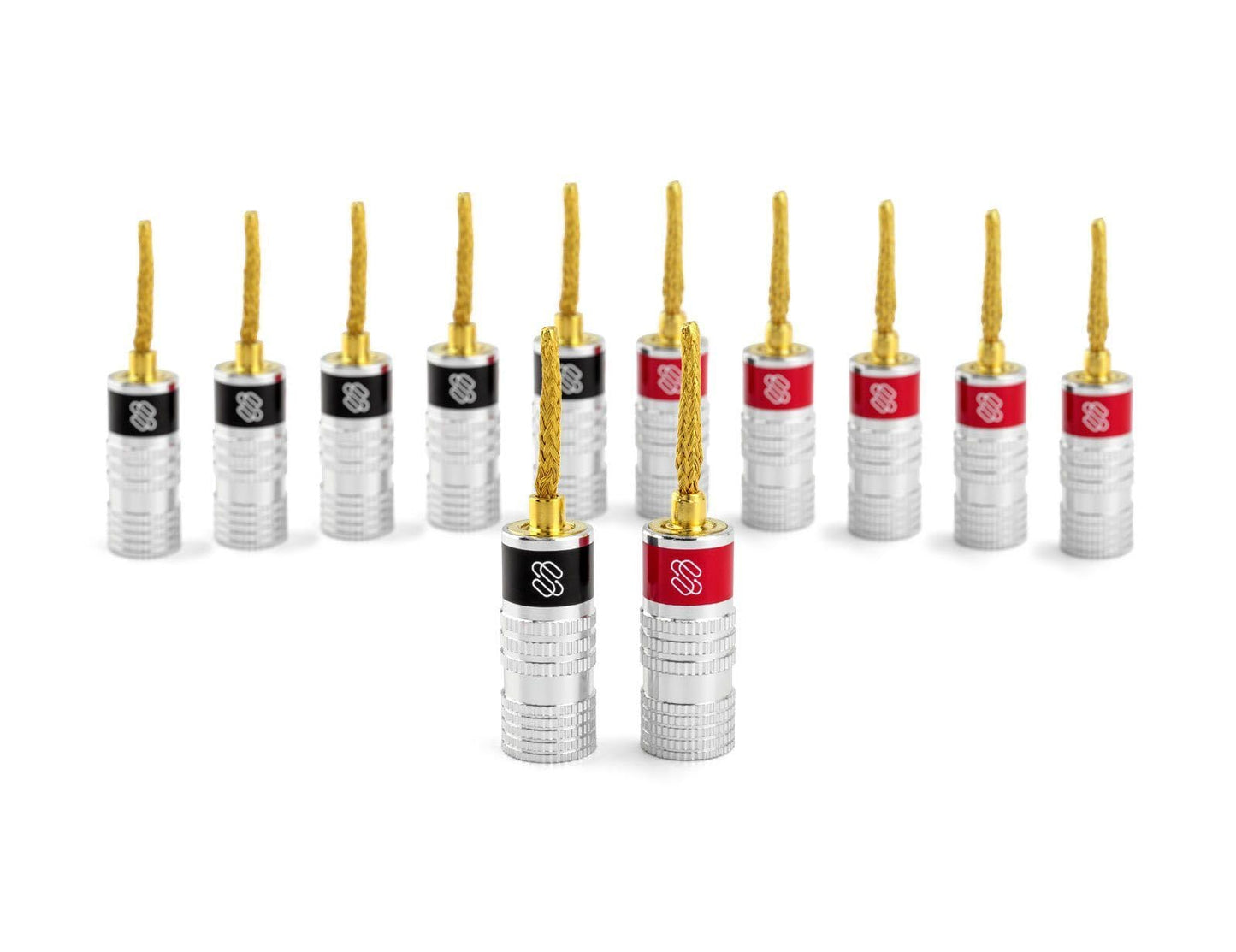 Sewell Silverback Flex Pin Connectors for Speaker Wire, for Spring-Loaded inputs, 6 Pairs - 2025 Update