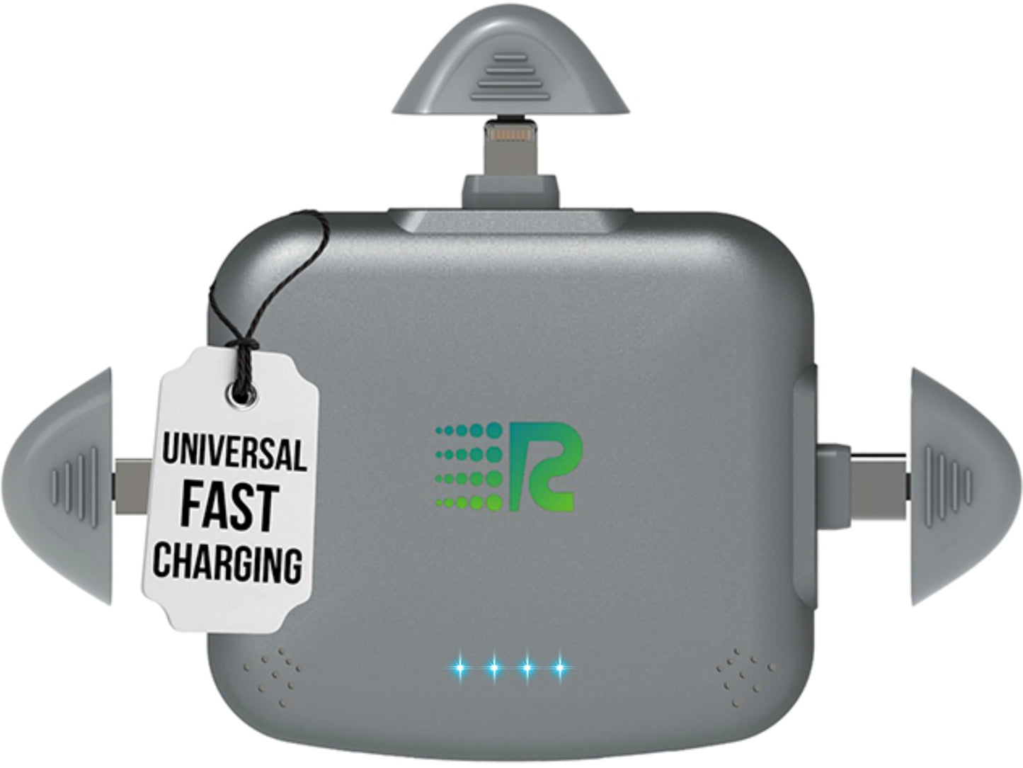 Rush Charge Universe Mini Power Bank Portable Charger Lightning USB-C Gray