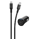 Scosche CPD20Ci4B4 Powervolt 20W USB Type-C PD 3.0 Black Fast Car Charger with MFi Certified USB-C to Lightning Charge & Sync Braided Space Gray…