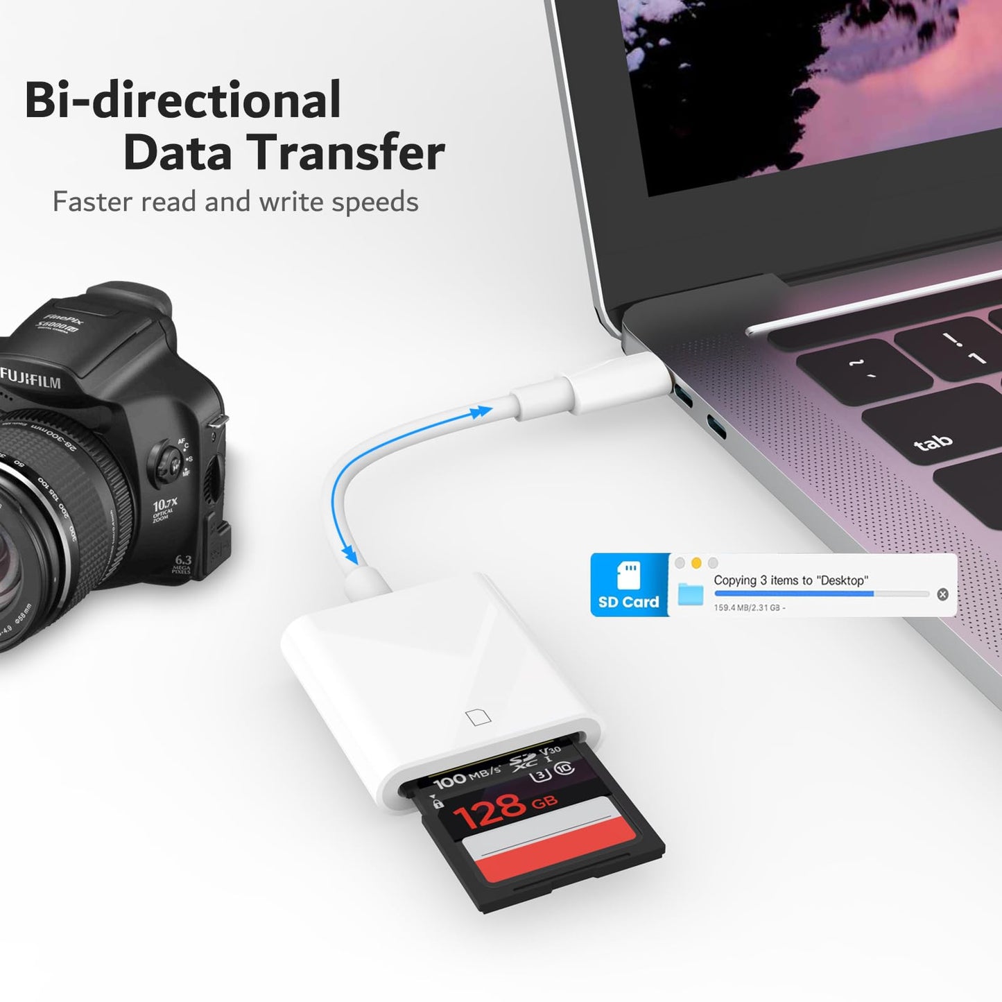 SD Card Reader USB C for iPhone 17/16/15 Series, AIDOUBARA Memory Card Reader, Digital Camera Adapter Compatible with iPad, Mac, MacBook Pro/Air
