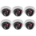 WALI Dummy Fake Security CCTV Dome Camera with Flashing Red LED Light with Security Alert Sticker Decals (SDW-6), 6 Packs, White