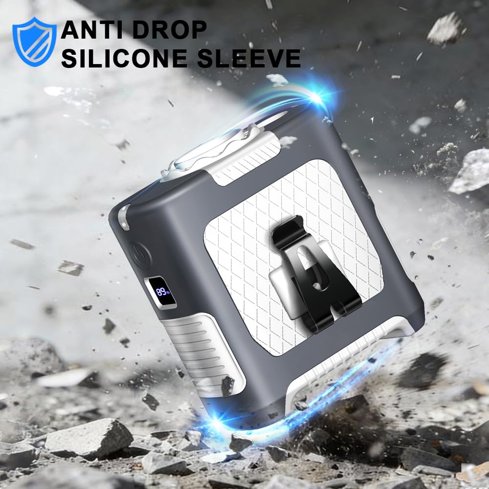 AINFTIME 2025 Portable Waist Clip Body Fan 10000mAh Personal Wearable 6-40H Powerful Outdoor (10000mAh Grey and White)
