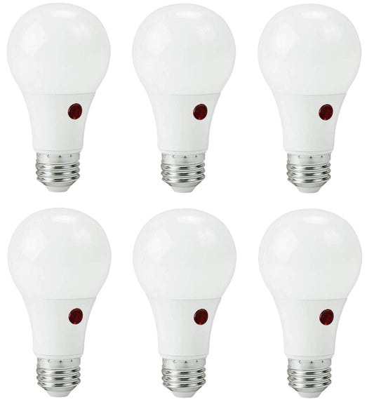 Ciata LED Dusk-to-Dawn Lamp A19 Frosted Light Bulb: 800-Lumen, 2700-Kelvin, 9-Watt (60-Watt Equivalent), E26 Medium Screw Base, Soft White (6 Pack)