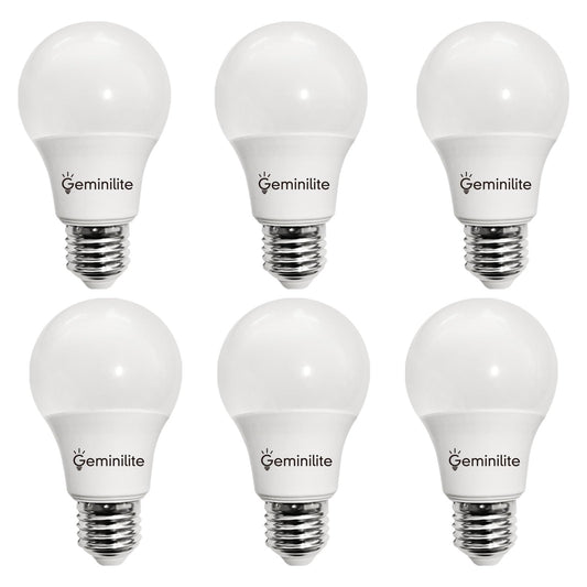 Geminilite A19 LED Light Bulbs 6500K Daylight White 6 Pack