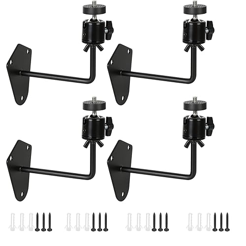 Heavy Duty Camera Wall Mount Bracket, 360 Cam Mount with 1/4 Inch Thread, Metal Security Camera Mounts, Camera Holder for Surveillance Cameras, Solar