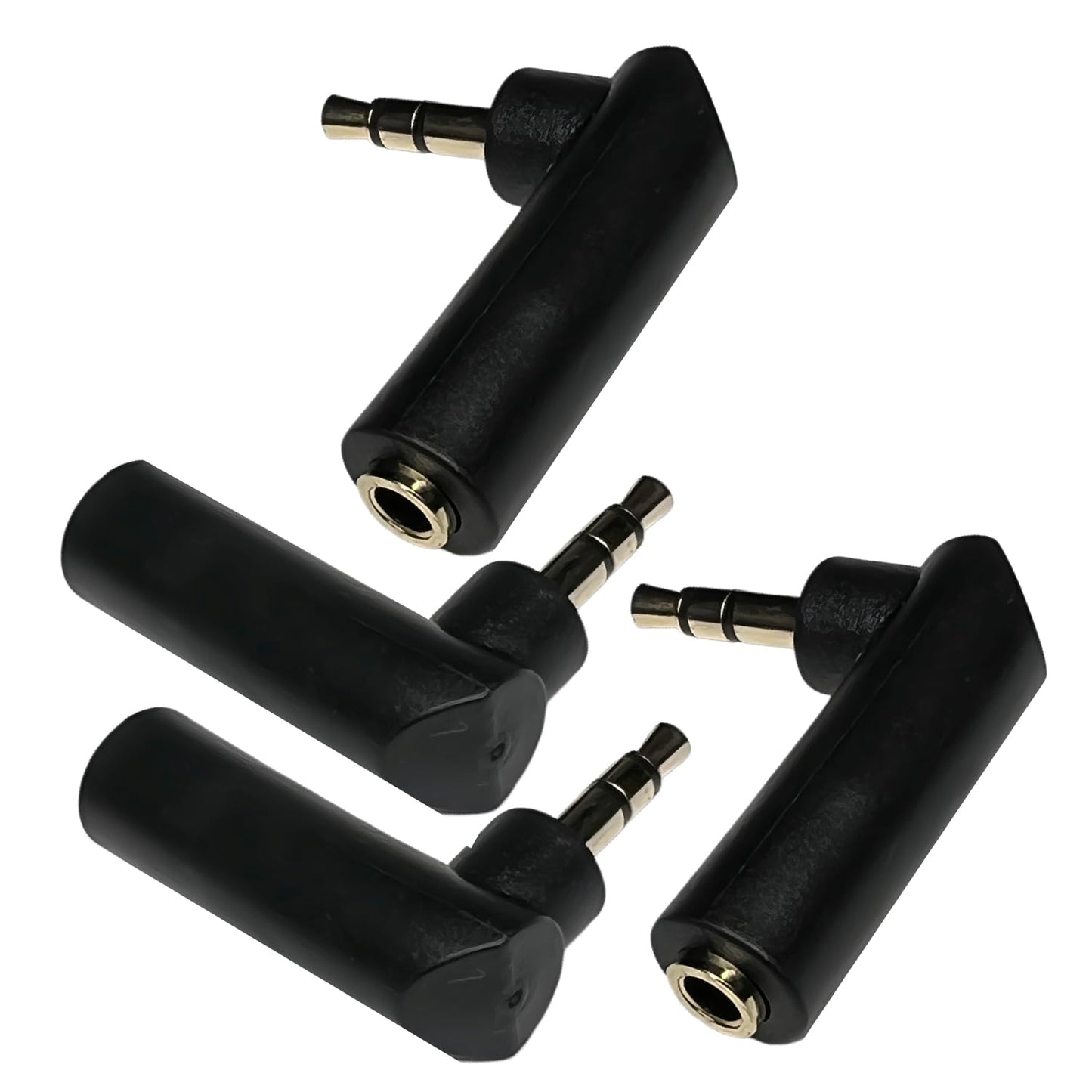 CESS 3.5mm Right Angle Male to Female Stereo Adapter, L Shape AUX Extender, Gold Plated Plug, 4 Pack