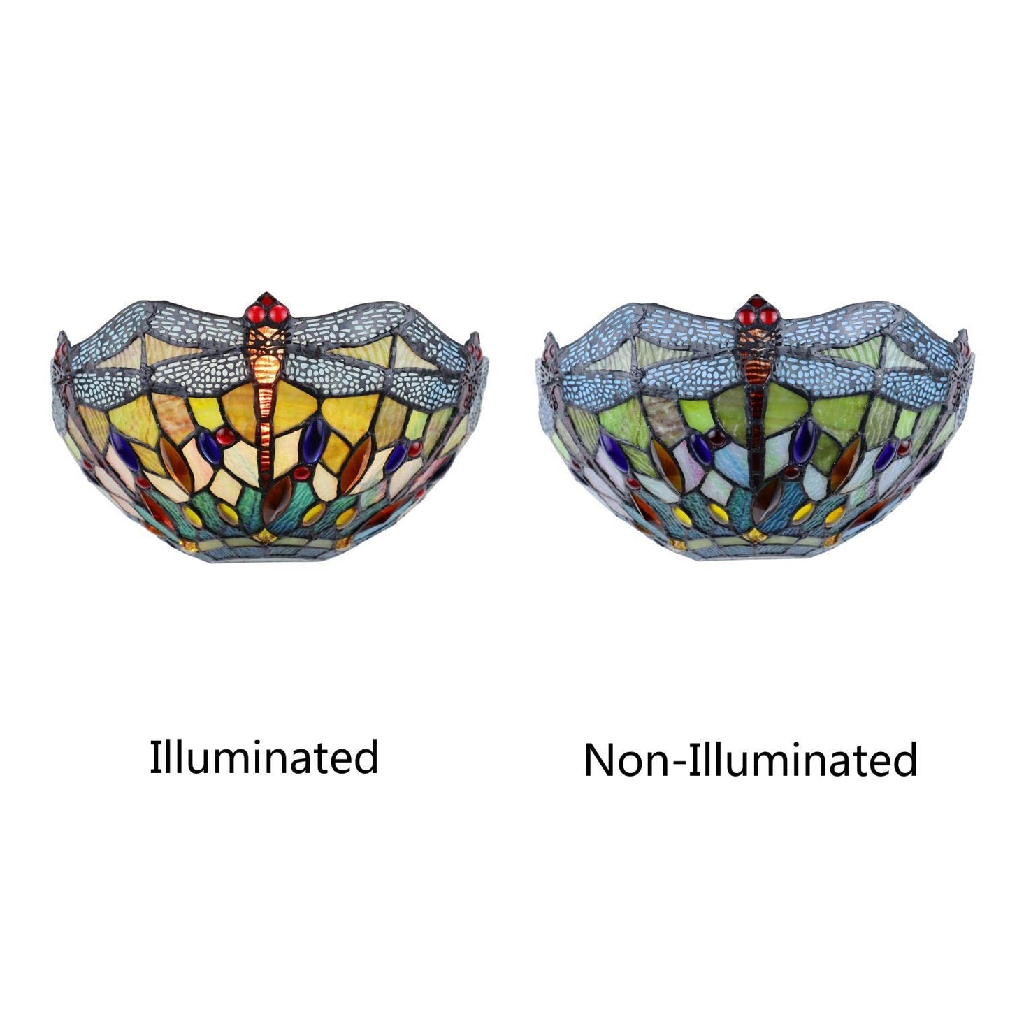 Chloe Lighting Empress Dragonfly Tiffany-Style Dark Bronze 1 Light Wall Sconce 12" Wide