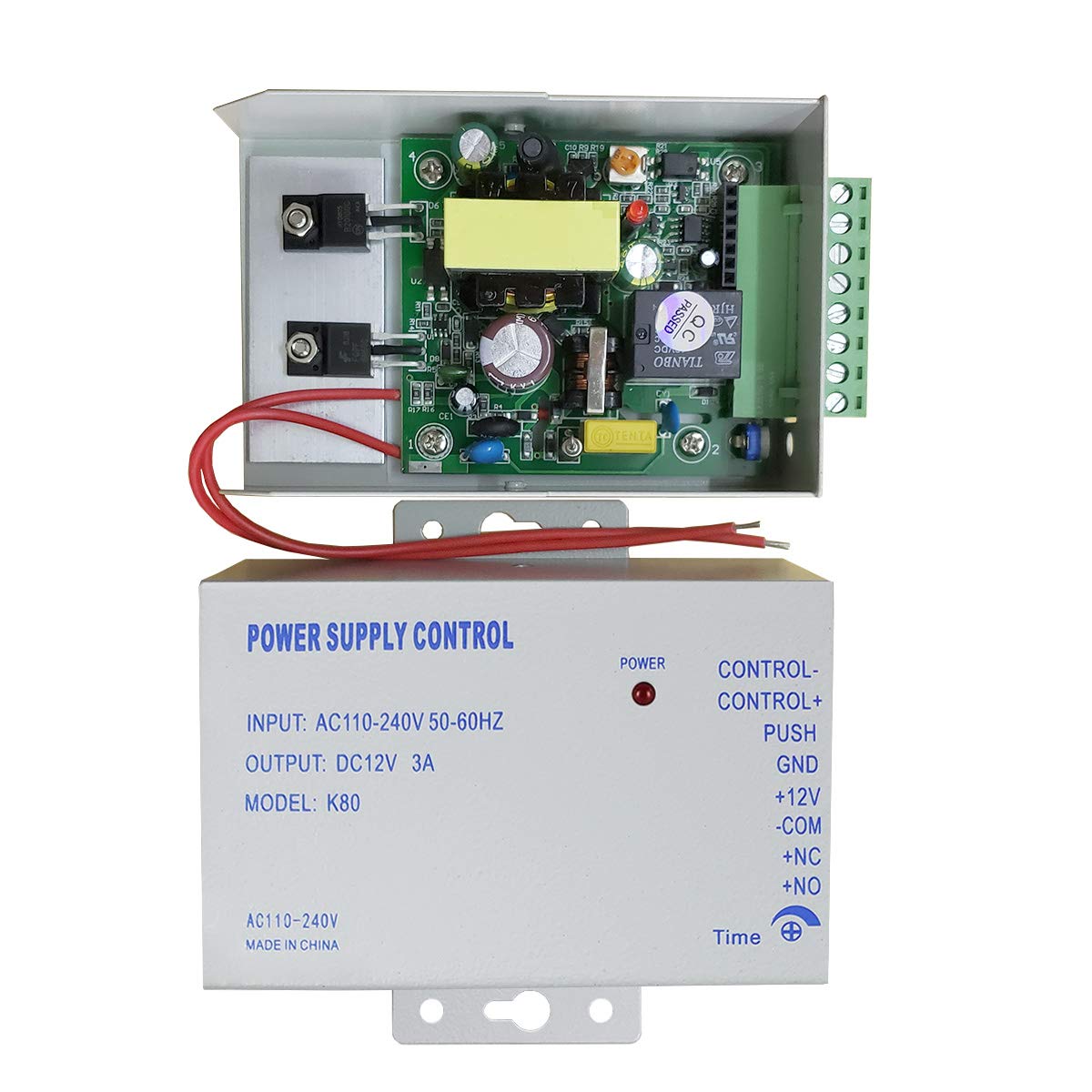 AMOCAM K80 Power Supply Control, AC 110-240V to DC 12V Power Supply for Door Access Control System, Video Doorbell, Electric Strike Lock, Bolt Lock
