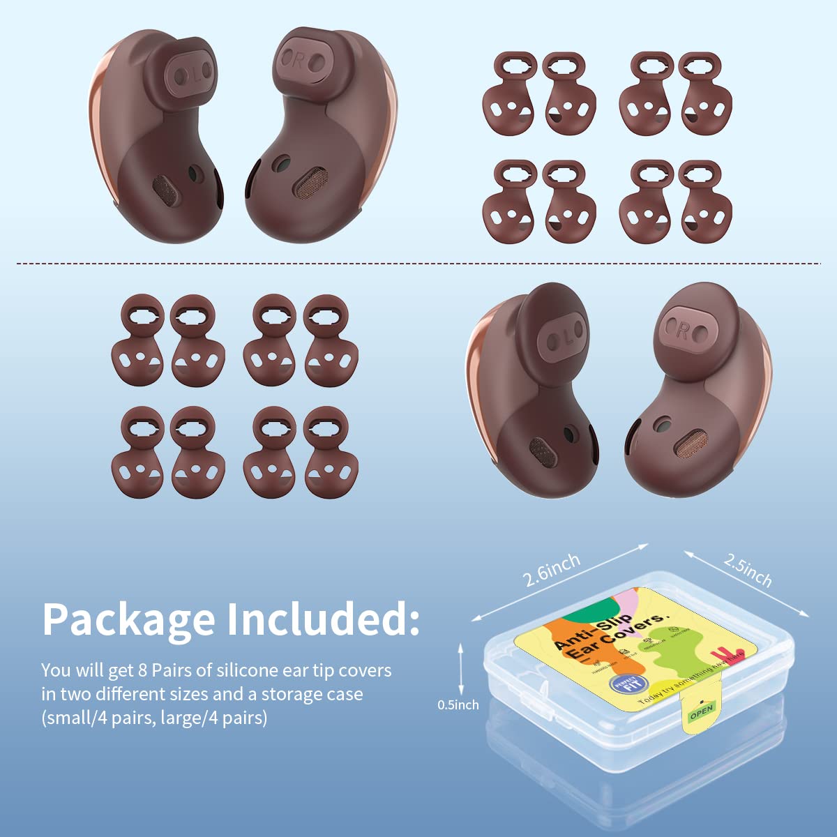 Samsung Galaxy Buds Live Ear Tips, Anti-Slip Silicone Ear Tips Cover Compatible with Samsung Galaxy Buds Live Earbuds Cover Accessories (Brown) (2