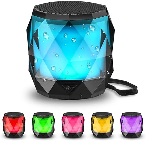 LFS Portable Bluetooth Speaker with Lights, Night Light Wireless Waterproof Speaker Magnetic, 7 Color LED Auto-Changing, Built-in microphone, TWS