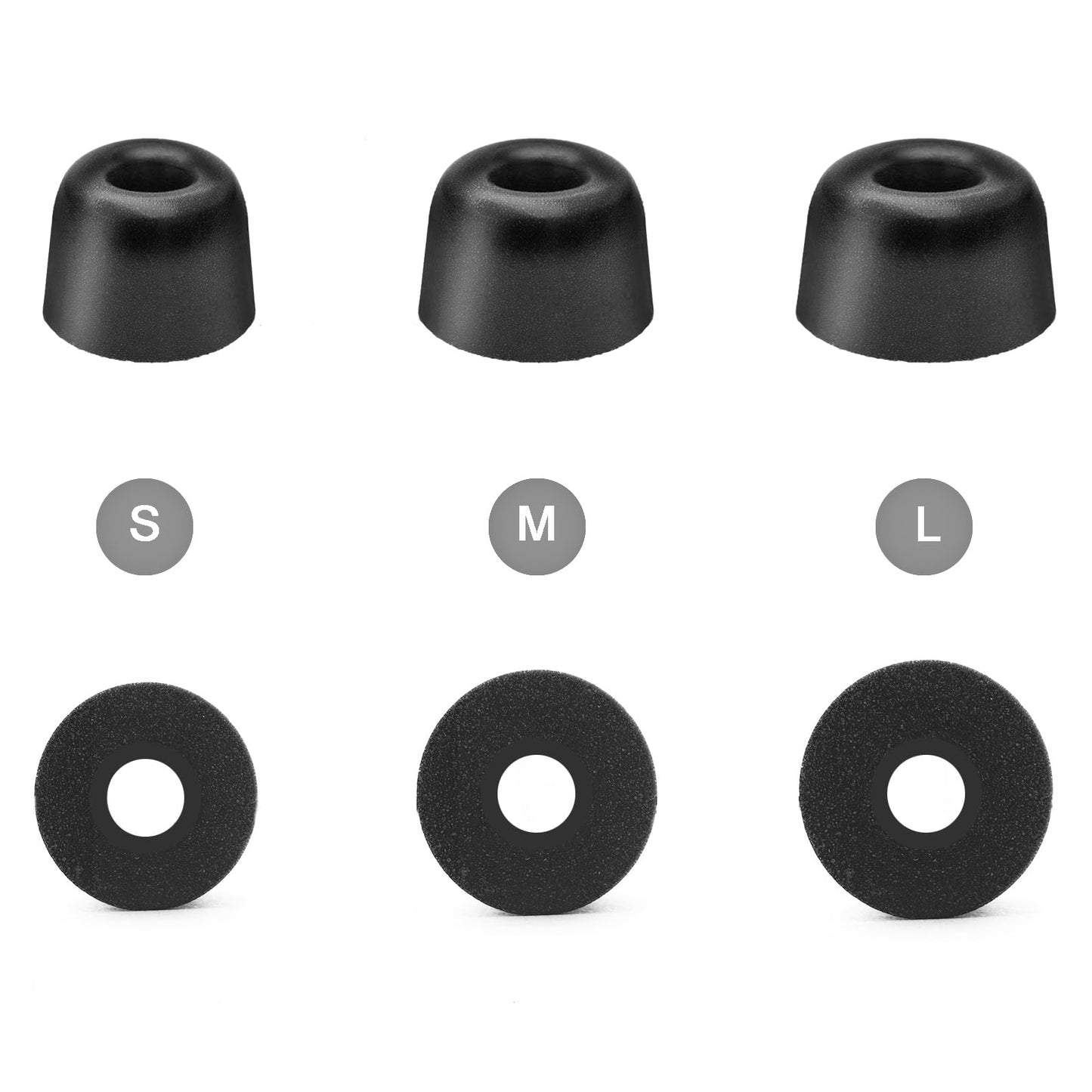 Klowcok Memory Foam Replacement Earbud Tips for TV Ears Digital Wireless Headset, in-Ear Headphones Tips, Comfort Fit 3 Pairs, Black (Medium)