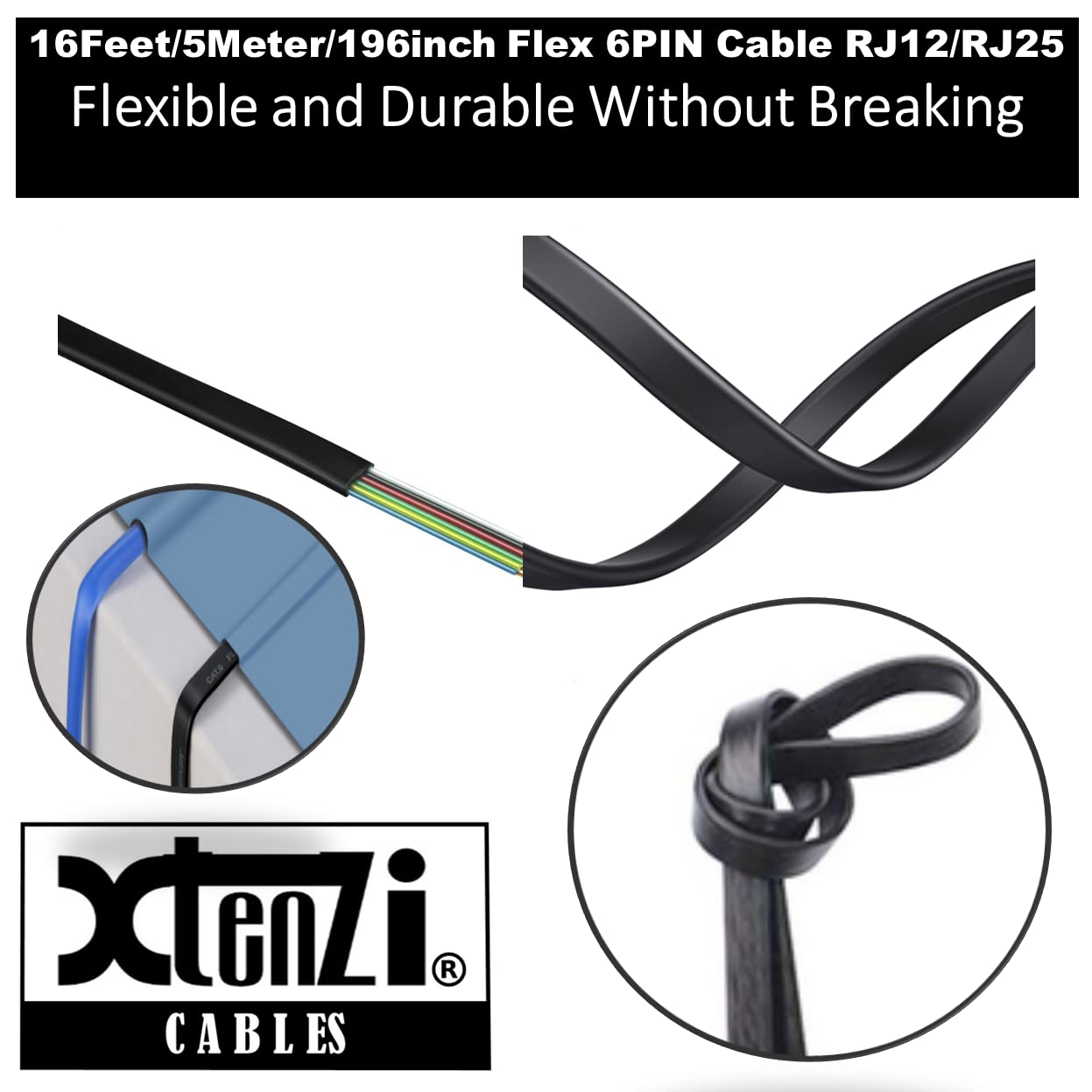 Xtenzi 6Pin Flex Cable XTFC Wire Accessory XT91635 for Amp Remote Bass Knob Compatible with Pioneer TS-WX1010A TS-WX1010LA TS-WX1210A TS-WX1210AH…