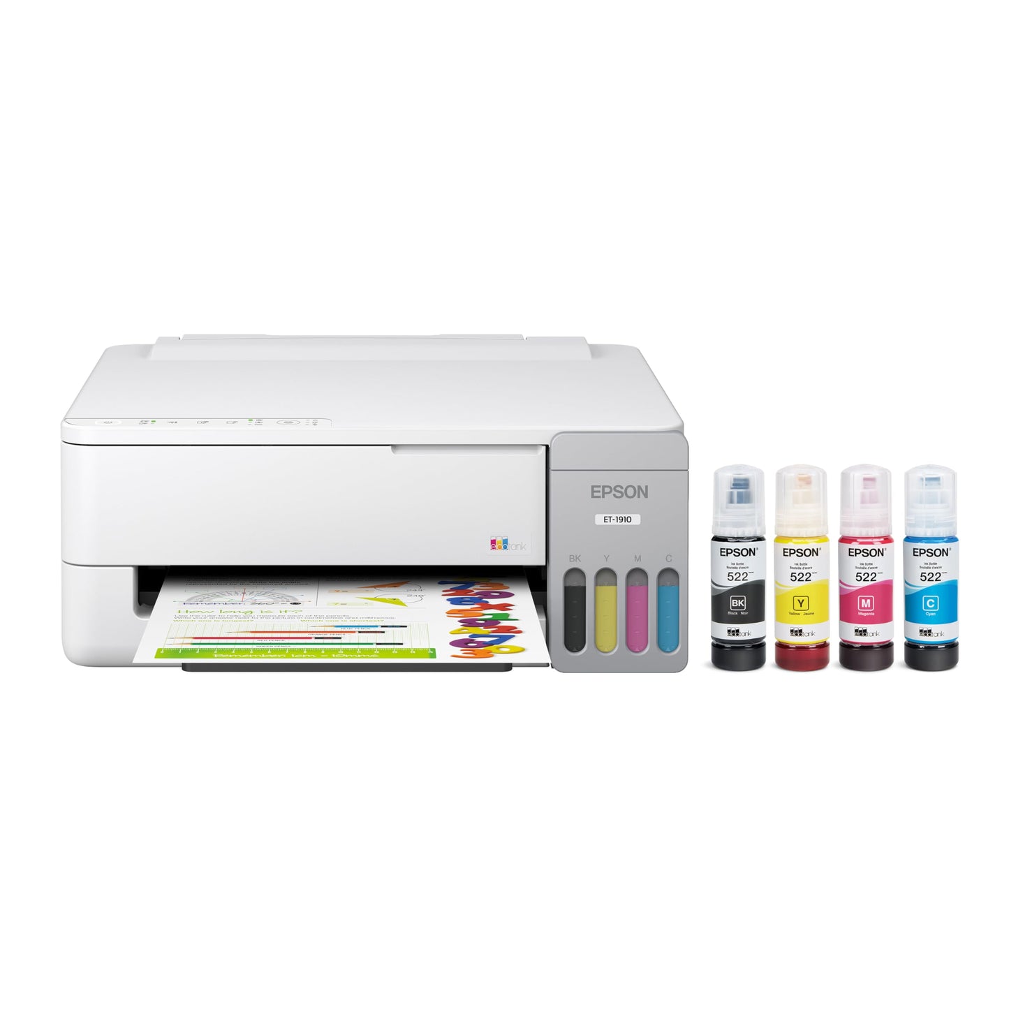 Epson EcoTank ET-1910 Wireless Color Supertank Printer with up to 3 Years of Ink, Refillable Tanks, Perfect for Home, 11 PPM, 100-Sheet Paper Tray