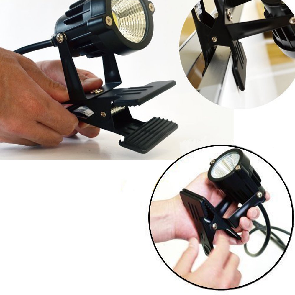 Onerbuy Youngine 1pcs 5W LED Clip on Light Outdoor Water Resistant Blackboard Signboard Lighting Adjustable Desk Stand Arm Lamp with Power Plug (Warm