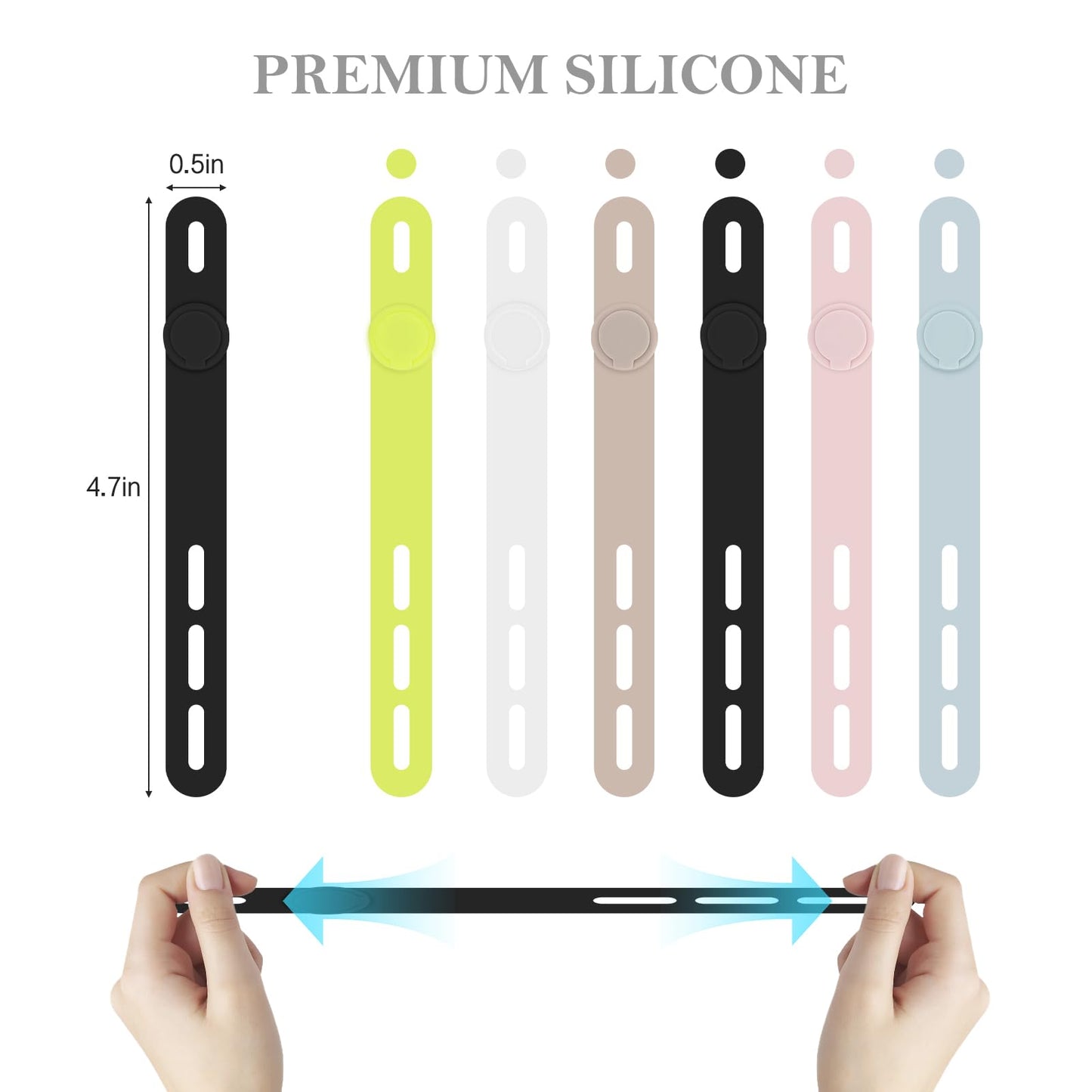 Donruby 30Pcs Silicone Cable Ties - Reusable & Washable with Adjustable Locking Buckles, High Elasticity Cable Management Straps for Home, Office