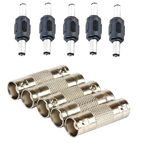 XFFCSEC10PCS BNC Female to Female and DC Male to Male Connector 5.5mm x 2.1mm 12V 5A Power Cable Jack Adapter?DC Power Jack Plug Adapter and BNC