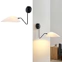MEXO Adjustable Black Wall Sconce with Opal Shades, Flexible Directional Wall Light with Swivel & Tilt Function, Suitable for Bedrooms, Living Rooms