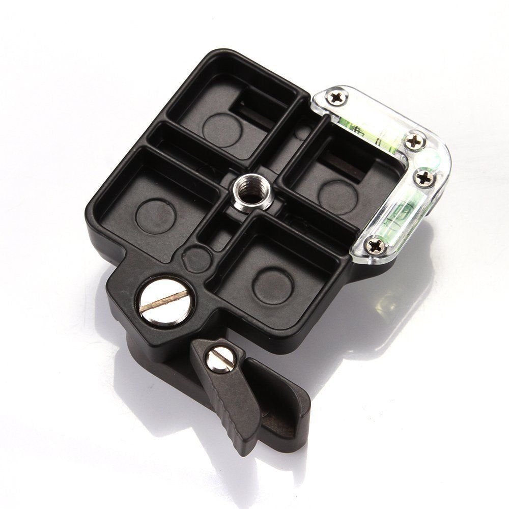 FocusFoto Universal QR Quick Release Clamp Adapter & Plate with 1/4'' Screw Mounting & 3 Bubble Levels for DSLR Camera Tripod Monopod Stabilizer Ball